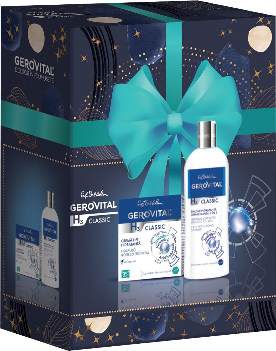Gerovital GIFTSET H3 Classic Cadeauset voor vrouwen: Hydraterende Lift Dagcrème 50ml en Hydraterende Reinigingsemulsie 200ml - geschenkset -