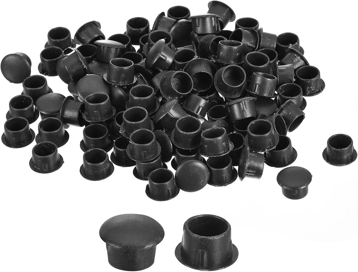 100 Stuks Kunststof Doppen voor Schroefgaten 10 mm - Zwart