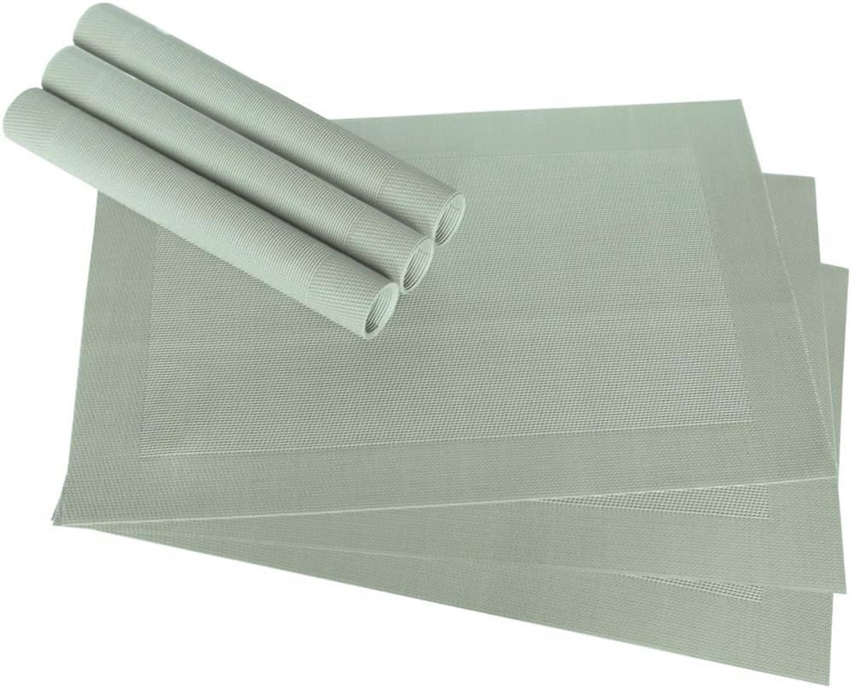 Set van 6 Ronde Placemats Pastelgroen Geweven Kunststof 45x30 cm voor Eettafel