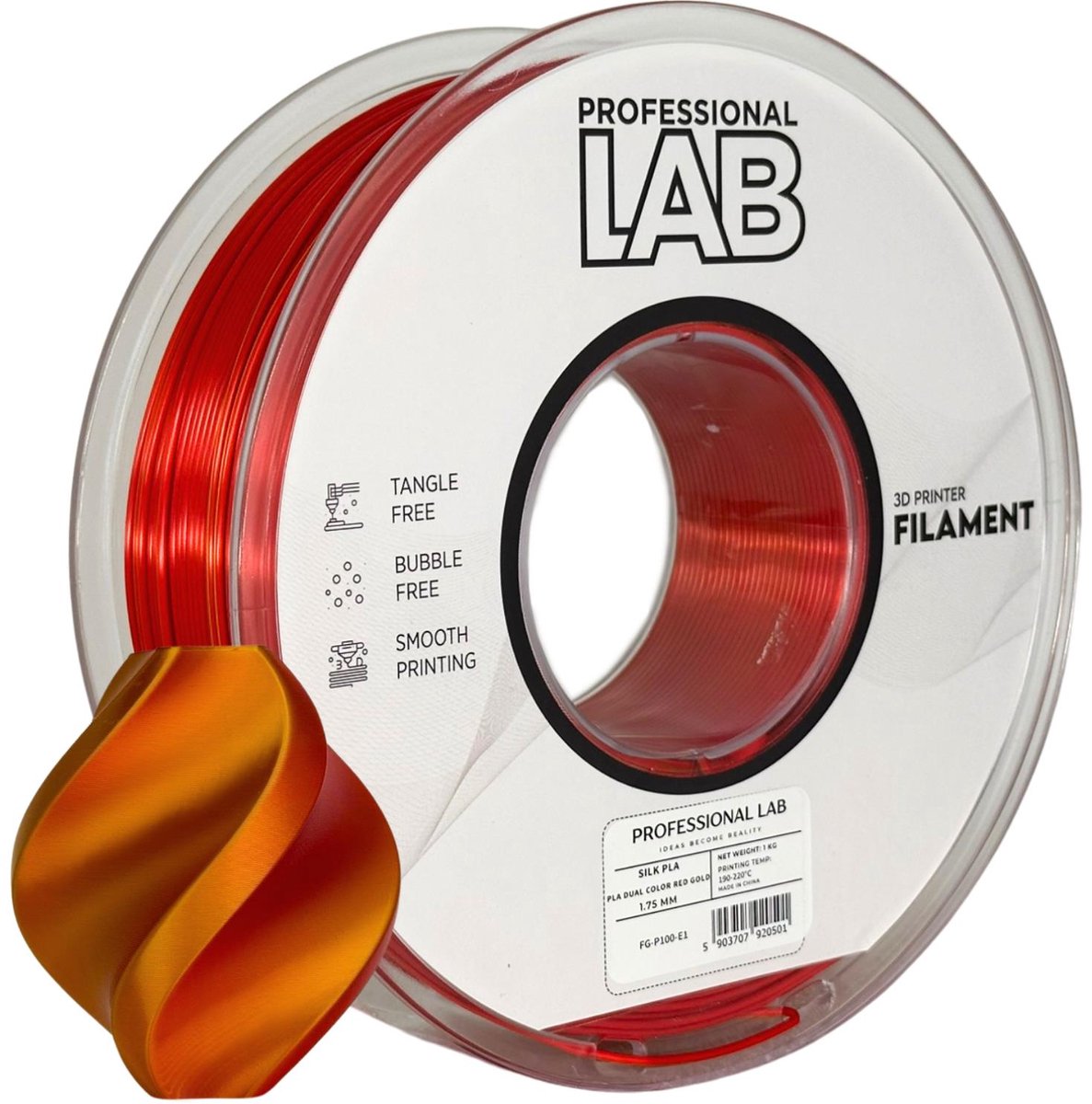 Professional Lab - Silk PLA - rood/goud - 1kg - 1.75mm