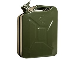 Roadwood Industries Metalen Jerrycan 20L – UN-Gecertificeerd – 0,8mm Staal – Gepoedercoat & Lekvrij – Brandstof Kan voor Benzine/Diesel/Kerosine – Stevig 20 Liter Metalen Brandstofkan