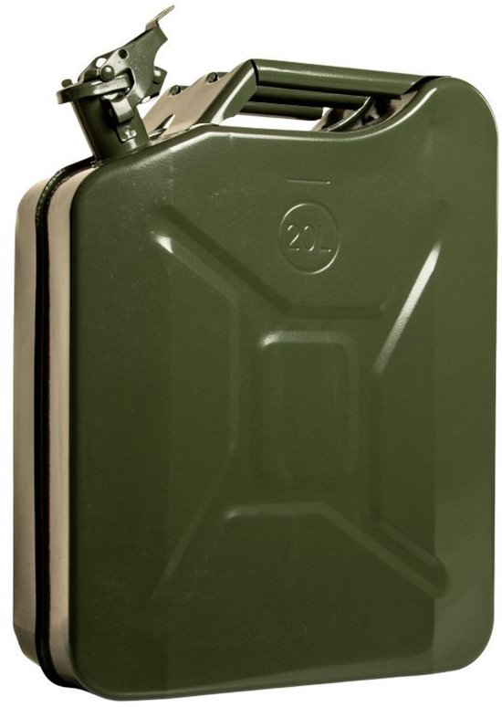Roadwood Industries Metalen Jerrycan 20L – UN-Gecertificeerd – 0,8mm Staal – Gepoedercoat & Lekvrij – Brandstof Kan voor Benzine/Diesel/Kerosine – Stevig 20 Liter Metalen Brandstofkan