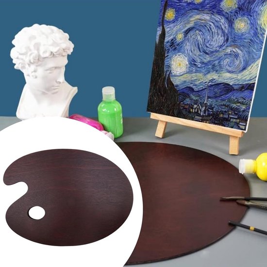 Houten Kunstenaar Palet Met Verf Penselen Vectorillustratie Geïsoleerd