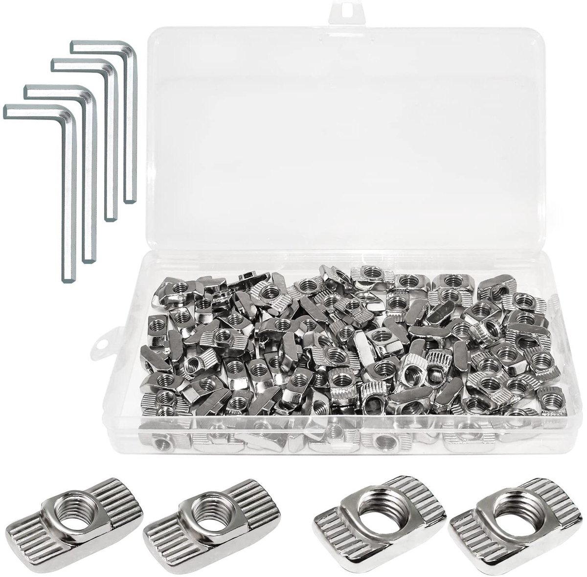 Ronte - Moeren set voor aluminium profiel met inbussleutels - 104 stuks - M6 M8 - Geschikt voor profiel 30x30cm en 40x40cm daglichtsysteem