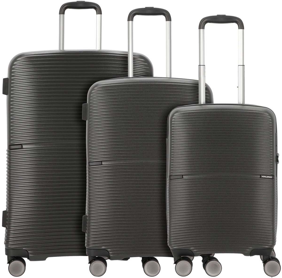 Worldpack San Francisco 4 wielen Kofferset 3-delig - Harde bagage - TSA slot - dunkelgrau
