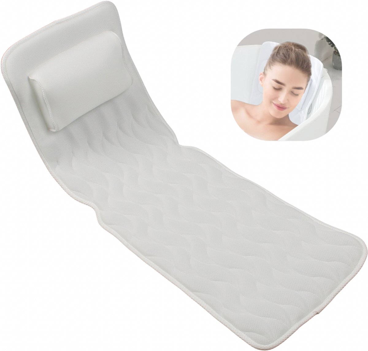 Benvia – Badkussen voor Hele Lichaam – Comfortabel Liggen in Bad – 3D Ademend Mesh & Antislip