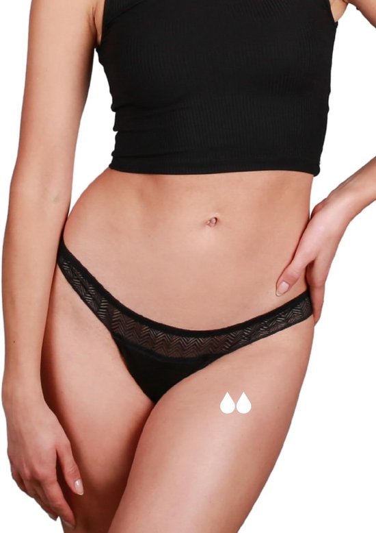 INNERSY Menstruatie-ondergoed voor dames, lekvrije menstruatieslip, katoen, verpakking van 3 stuks (moet met tampons worden gebruikt), zwart, 40