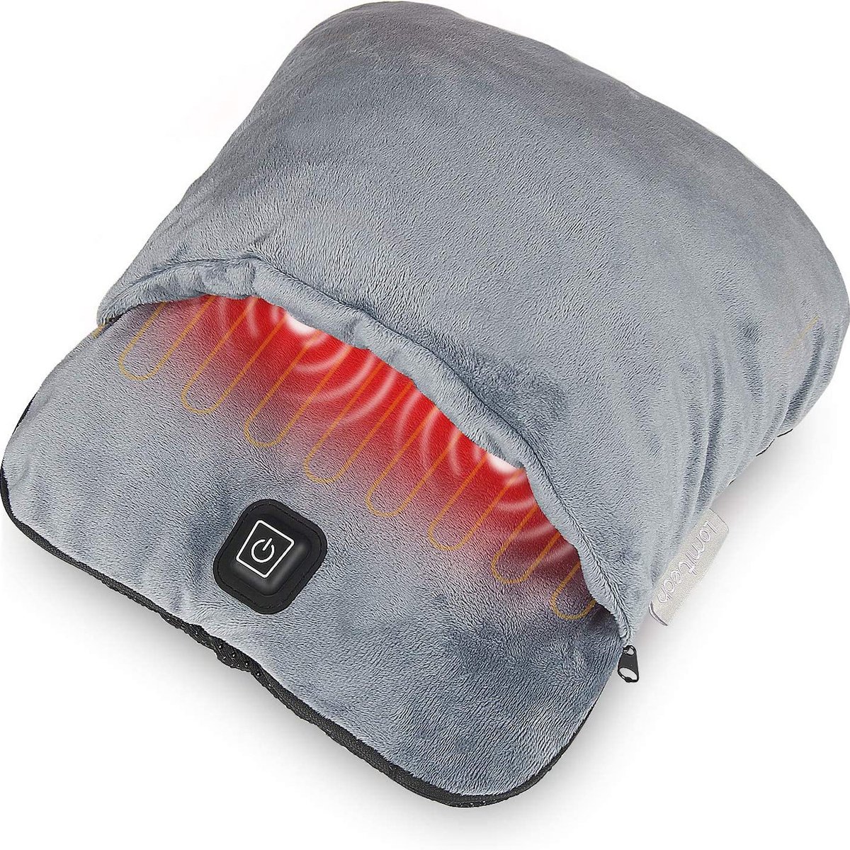 Massagevoetverwarmer, USB-verwarming en vibratie, flanel, dynamische voetverwarmer, grijs, 32x18x12 cm