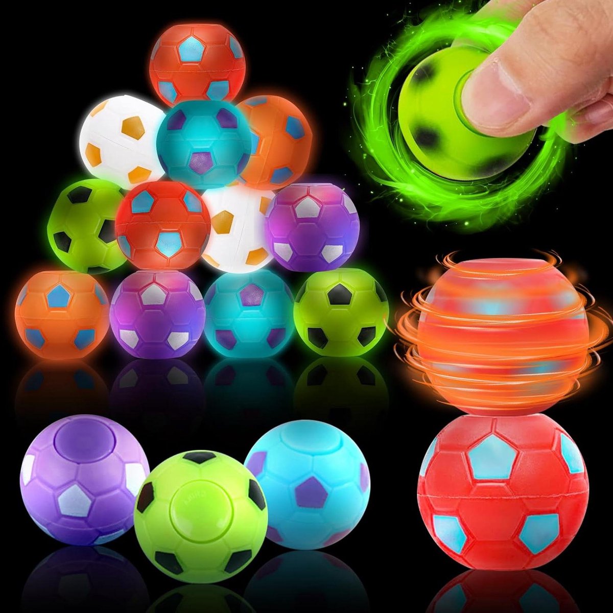 Ronte - Voetbalspeelgoed Set met Spinner en Lichtgevende Fun - Kinder Verjaardagscadeau - Piñata - Geschikt voor 5, 6, 7, 8, 9 en 10 Jaar