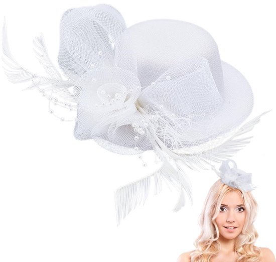 Fascinator Hoeden voor Vrouwen, Tea Party Hoeden Mesh Fascinators Hoed Bruiloft Cocktail Bloem Veren Haarclip (Kleur: Marineblauw, Maat: 1) (Roze 1