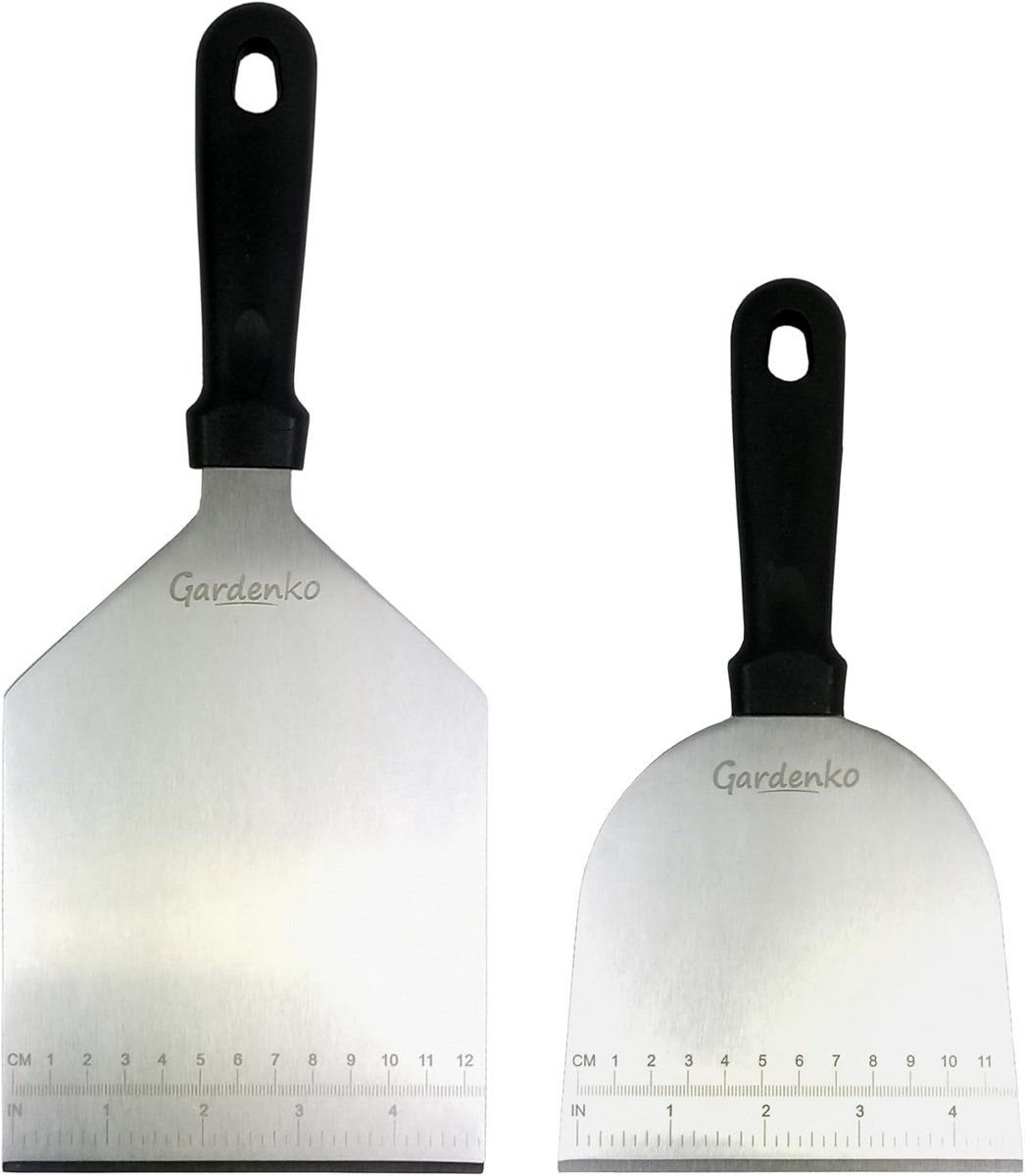 Hamburgerspatel met meetschaal - set van 2 spatels voor barbecuen