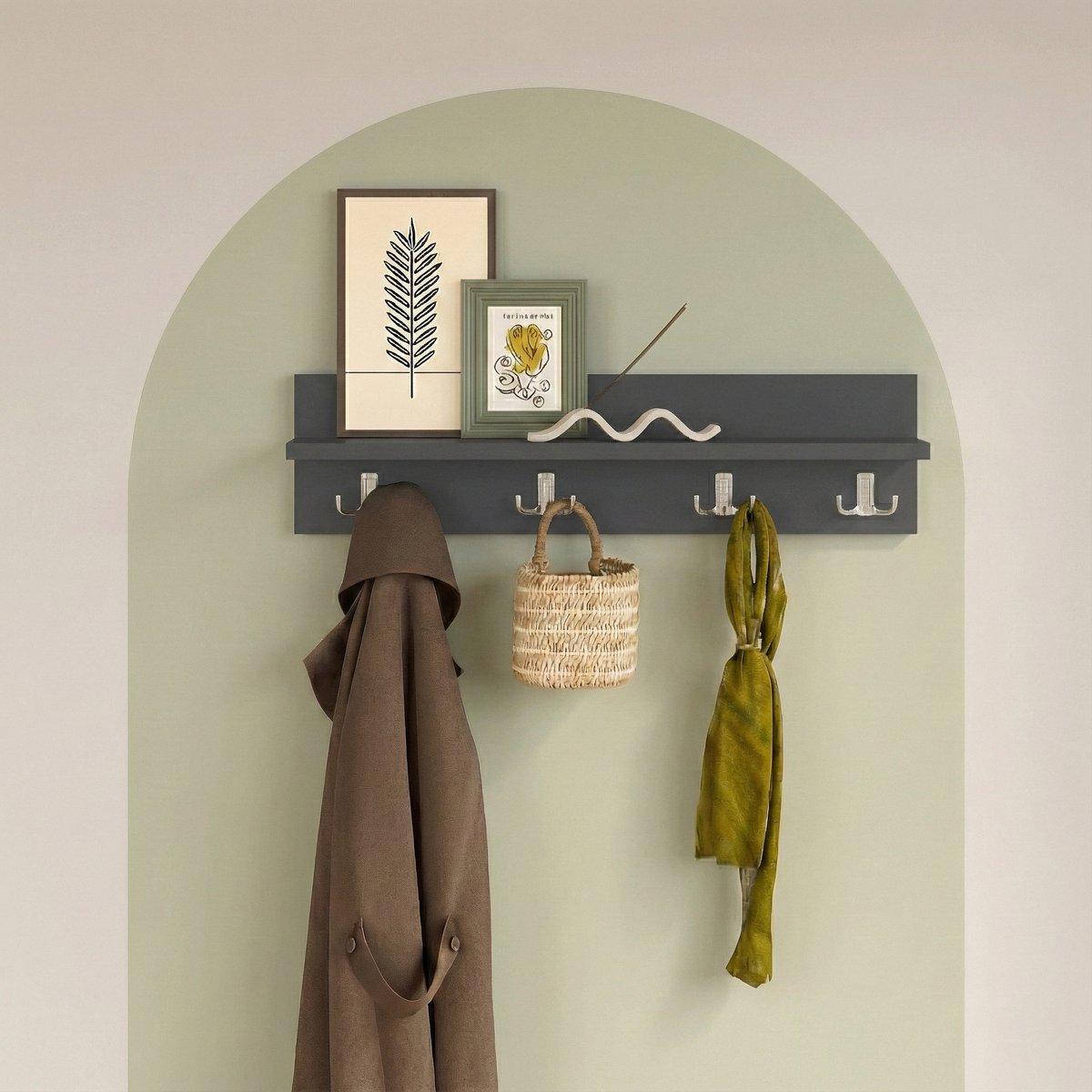 LUNOR® Leon - Kapstok - Wandkapstok- 4x2 haken - Antraciet - 60 cm