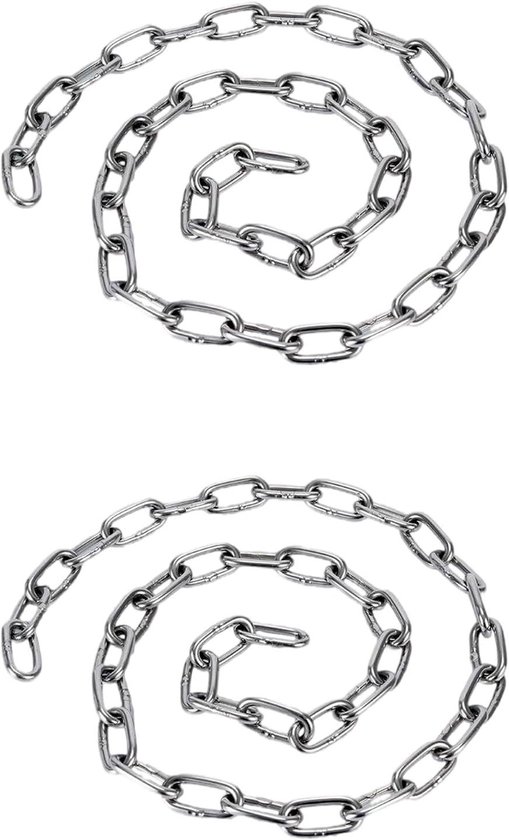 Roestvrijstalen kettingen, stalen ketting, 0,6 m roestvrij staal, halsketting, schakelketting met karabijnhaak, roestvrij staal, ronde stalen ketting, roestvrijstalen ketting voor hekpoorten