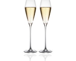 Mémoire® Flûte Diamante Champagneglazen - Grote Handgeblazen Luxe Kristallen Champagneglazen Set van 2 - Stijlvolle Flûtes met Elegant Design en Fijne Rand - Kristalhelder, Duurzaam & Vaatwasser bestendig - Perfect voor Bruiloften & als Cadeau