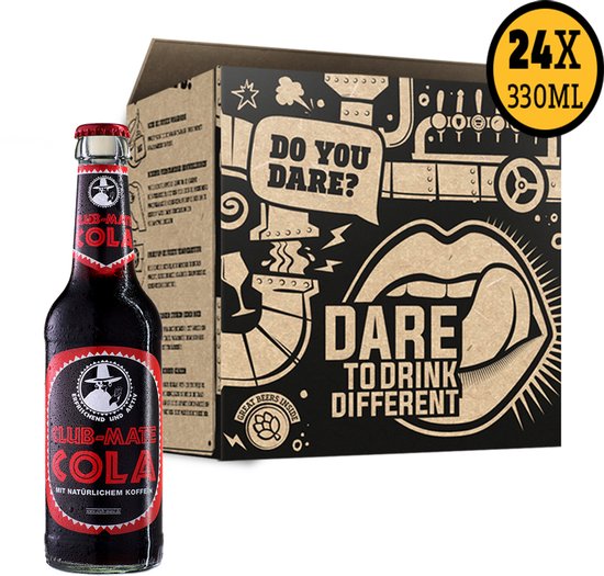 Club-Mate Cola Frisdrank - 24-pack Flesjes 33cl - Natuurlijke Cafeïne