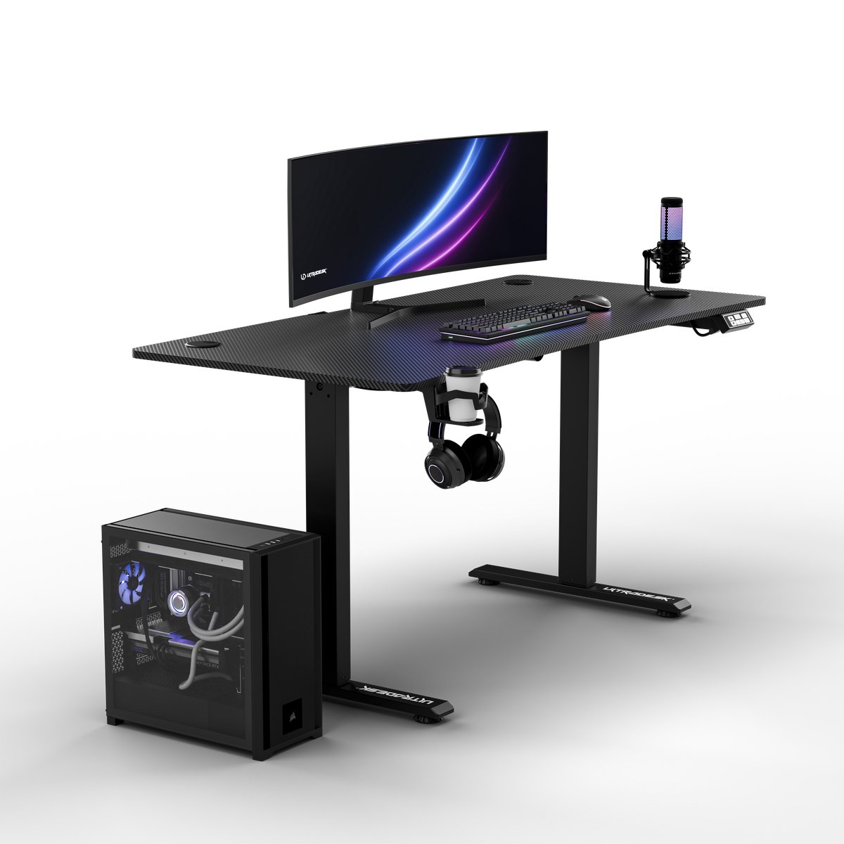 Ultradesk LEVEL V2 – Bureau voor Gaming, Home Office & Kantoor – Zwart – Elektrisch verstelbaar – Incl. Accessoires thumbnail 4
