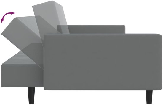vidaXL-Canapé-lit 2 places - Velours - Gris clair