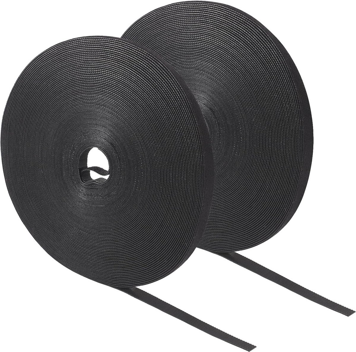 Dubbelzijdige Klittenband-kabelbinders - 10 mm breed - Zwart - 25 m rol voor binnen en buiten