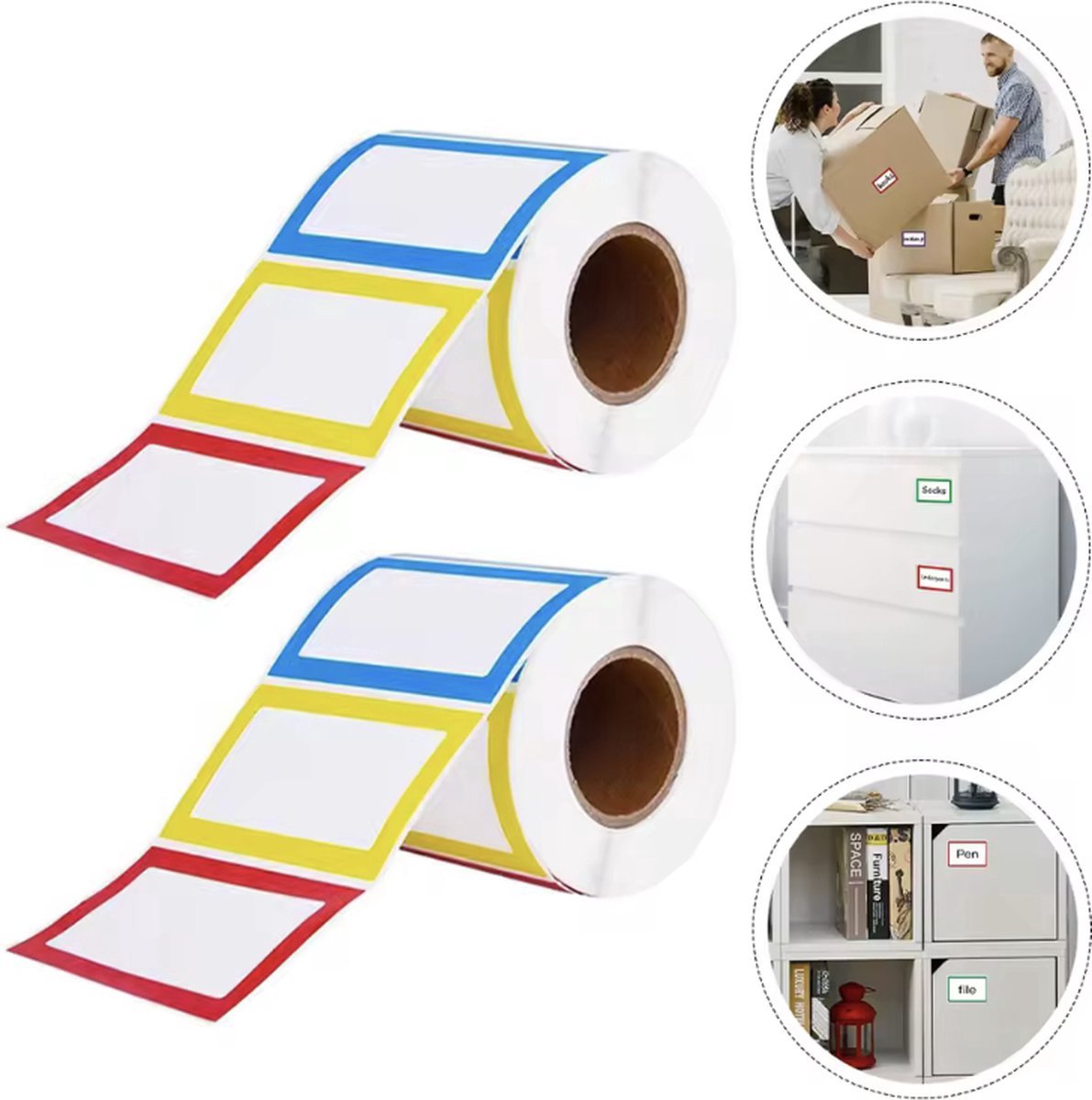 Finnacle - Etiketstickers - Etiketten - Stickers - 300 stuks - Naamstickers - Multicolor - 89x57 cm - Gekleurde labels - Krachtige compacte producttitel met afbreektekens