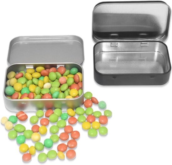 Metalen doos, 8 stuks, klein, 9,5 x 6 x 2,2 cm, blikken doos met deksel