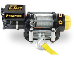 NovaWinch type: NVT4500i - Elektrische IP67 bootlier 12V - Quadlier met 2043 kg trekkracht - Met 17 mtr. staalkabel met haak + veiligheidsklep - Incl. 3 meter kabelafstandbediening. Accessoires op aanvraag leverbaar.