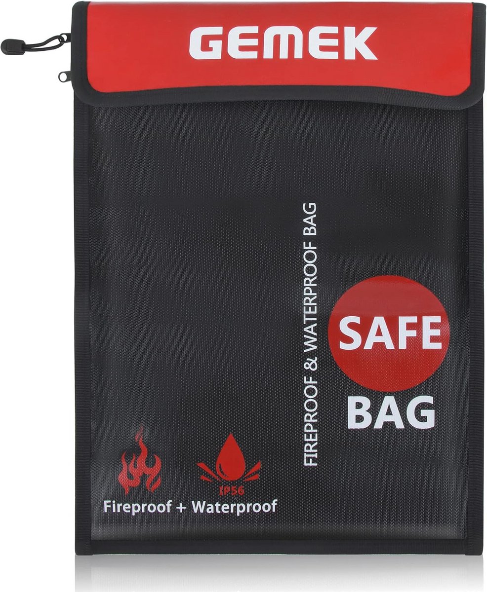 Vuurproof Documententas Set - 38 x 28 cm & 23 x 18 cm - Silicone Coated - Brandveilige Opslag voor Geld, Documenten, Sieraden & Paspoorten