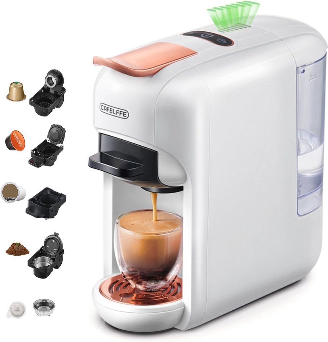 5-in-1 Koffiezetapparaat met 19 Bar Druk - Espresso, Cappuccino en Koud Brouwen, Ideaal voor Thuis en Kantoor