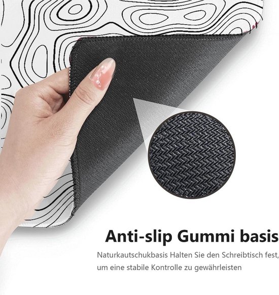 XL gaming muismat - topografisch contourontwerp, 90 x 40 cm, perfect voor gaming en kantoor — afbeelding 3