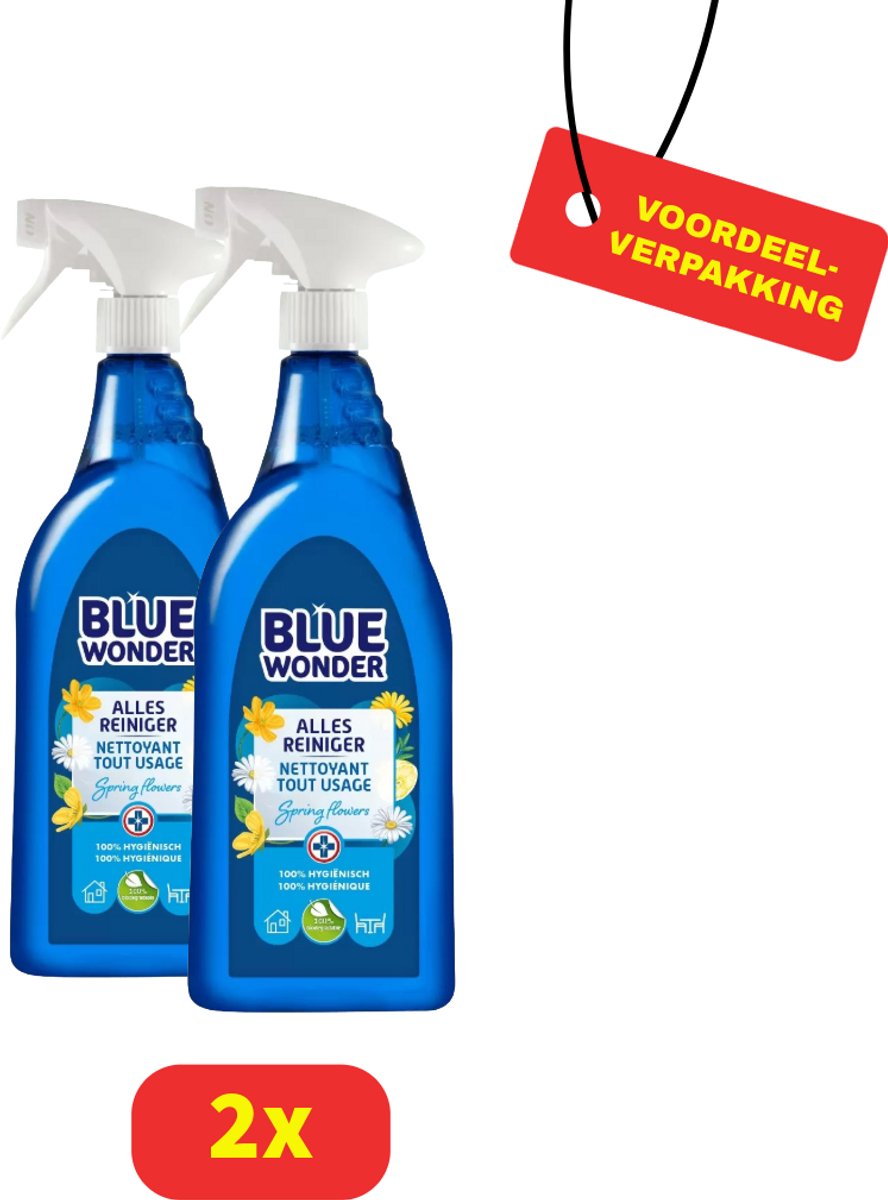 Blue Wonder - Allesreiniger Spray - Tegen Bacteriën & Virussen - 2 x 750ml - Voordeelverpakking