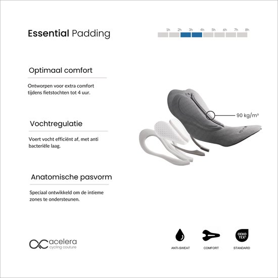 Acelera Essential Fietsbroek Lang heren met Zeem en Bretels - Thermo Lange Wielerbroek - Fietsbroek Lang - Zwart - Maat S — afbeelding 4