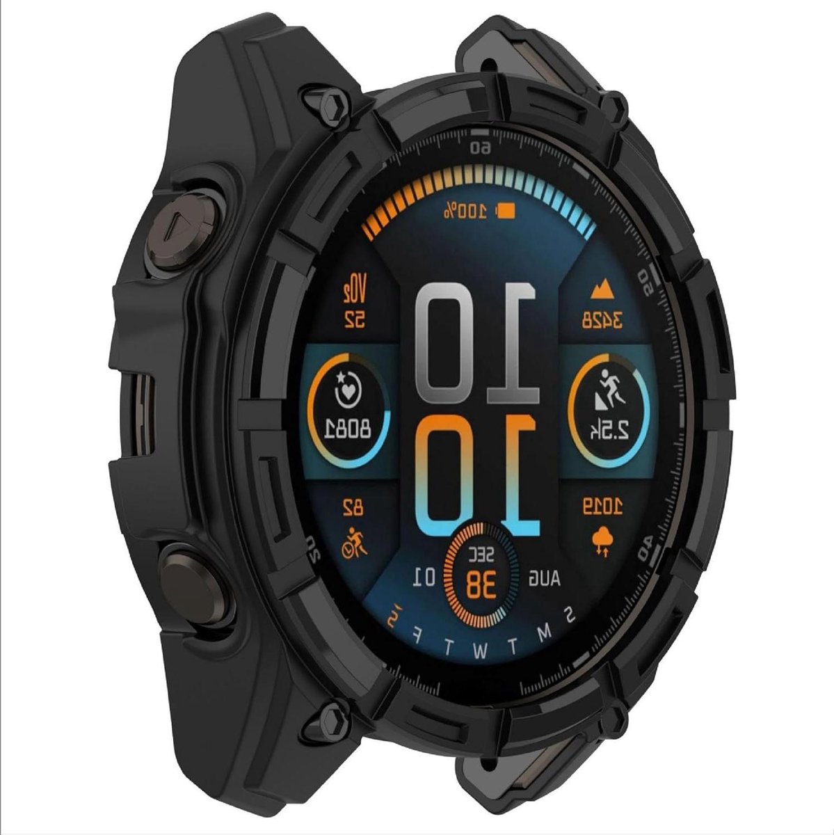 Provento - Beschermhoes voor smartwatch 43mm, premium zachte TPU siliconen hoes, uniek ontwerp, schokbestendig - zwart.