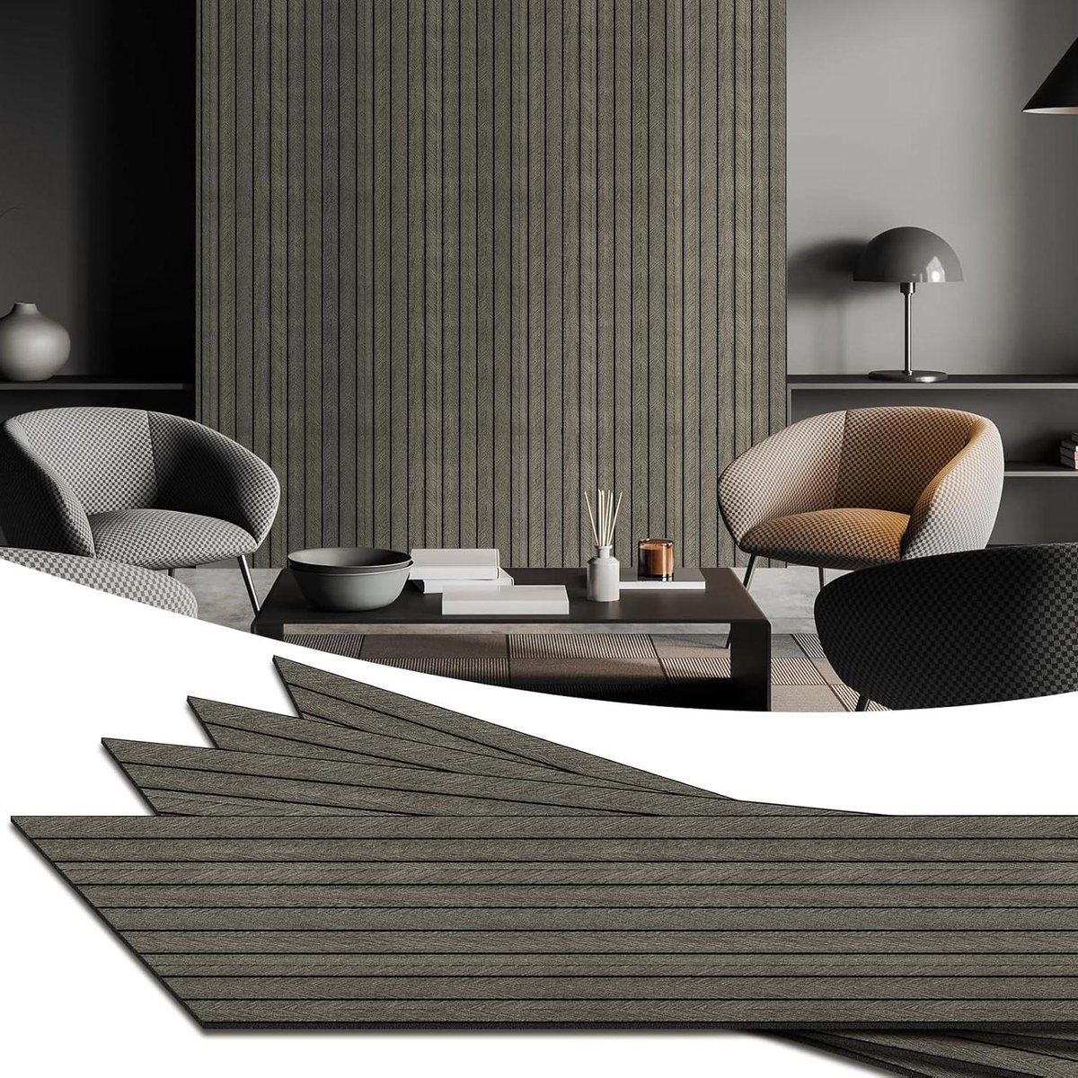 Provento - PVC wandpanelen 15,7" X 17,7 ft geluiddicht - 3D interieurdecoratie - visgraatpatroon - 22,4 m²