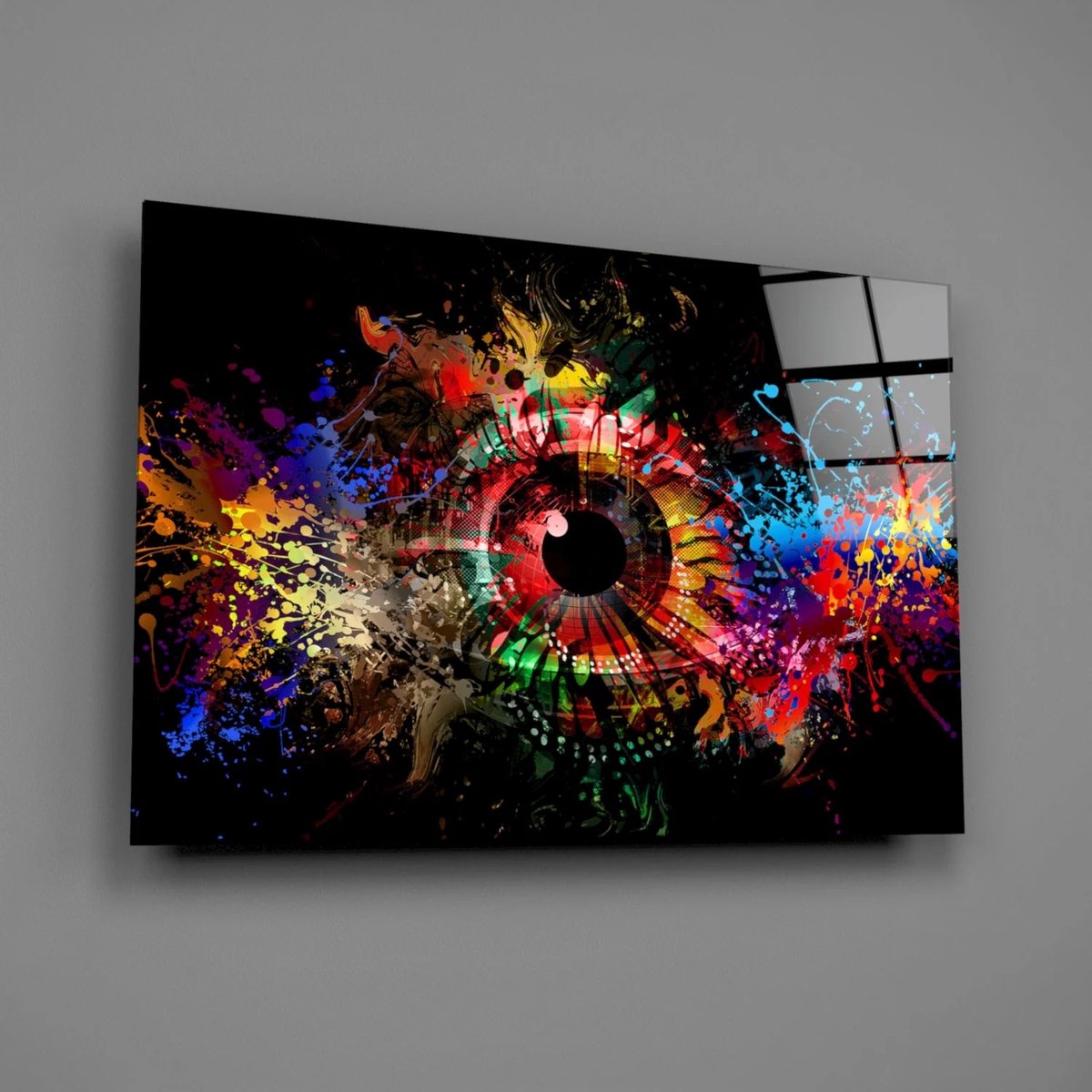 Insigne Art Glazen Schilderijen - Abstract - Illustratie Oog Glasschilderij Meerkleurig