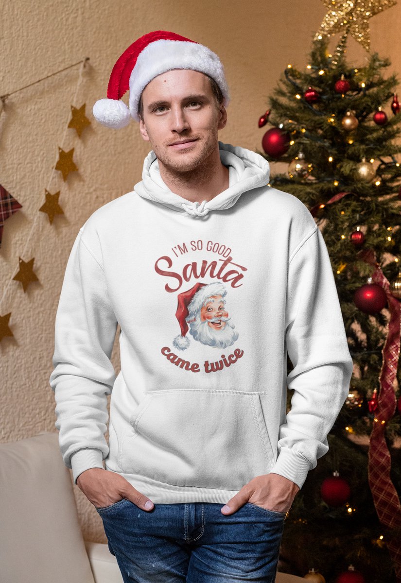 Santa Came Twice - Kersttrui - Kerst Trui Wit - Grappig Kersttrui - Maat M - Limited Edition