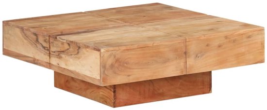 vidaXL Salontafel - Bois d'acacia Massief - 80 x 80 x 28 cm - Style campagnard - Table solide - Finition naturelle