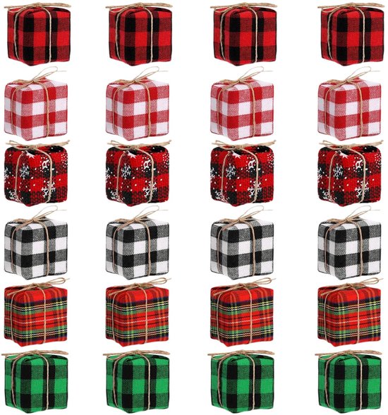 Set van 3 cadeaus met lint rood (batterij) verlicht Warm wit 65 LED