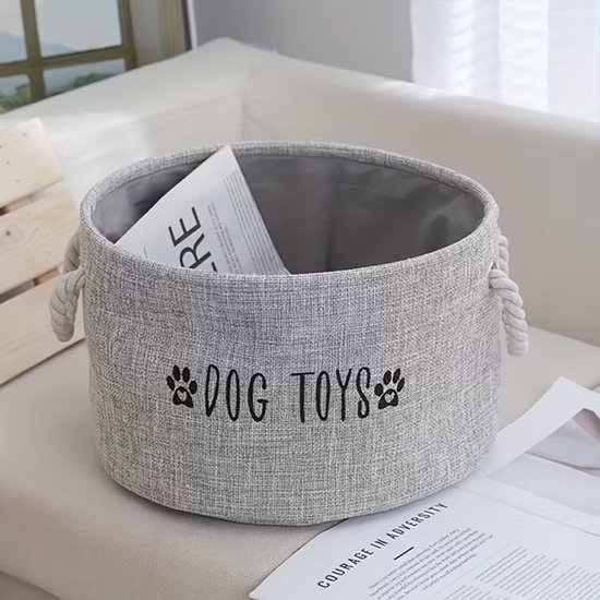 Panier à jouets pour chien - Opbergbox - Panier à jouets pour chien - Organisateur - Rond - Grijs
