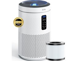 BS Luchtreiniger Pro - Air Purifier 5-laags met UV-Sterilisatie – HEPA 13 + Koolstoffilter – 400m³/h 90m² – Werkt tegen allergieën, pollen, geurtjes - 4+ Automatische modussen met Luchtkwaliteit-indicator - Clean Air diffuser