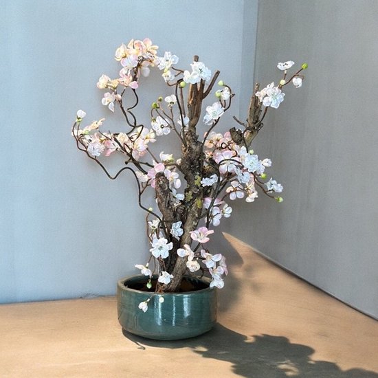 Seta Fiori - Arbre artificiel en fleurs - 50 cm - Blanc doux - Usage intérieur - Cerisier - Sakura