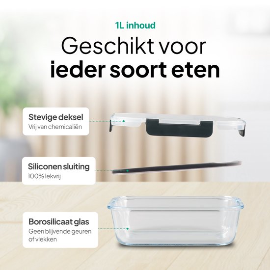 Boîtes de conservation en Glas - Lot de 10 - Boîtes Prep des repas - Boîtes de congélation - 1040 ml / 370 ml - Vert vif
