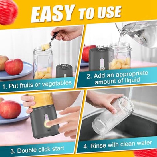 Draagbare mini-sapcentrifuge, volautomatisch, elektrisch, voor smoothies en smoothies van Merkloos — afbeelding 2