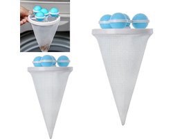 2 stuks wasmachinehaaropvangfilter - Herbruikbaar ontwerp - Wasmachinehaarzak - Filterzak voor pluisjes en schilfers - 17,5*9,2 cm - Geschikt voor het filteren van haar en schilfers in wasmachines - Blauw.