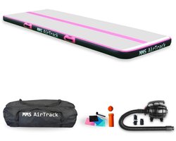 MMS AirTrack Turnmat – 200x100x10 cm – Opblaasbaar – Incl. Elektrische Pomp en Draagtas – Roze