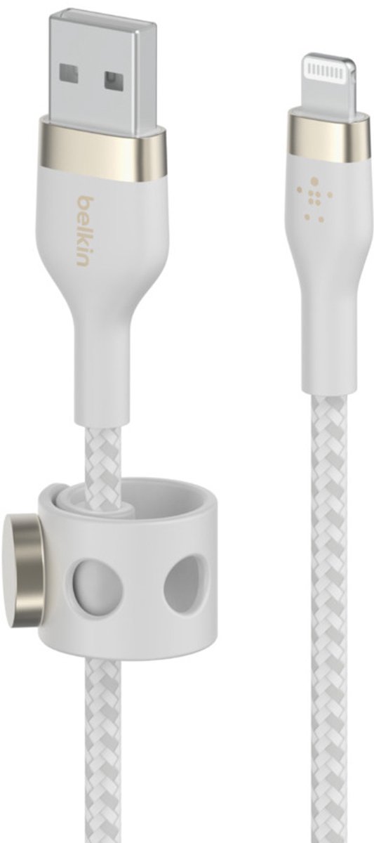 Belkin Boost Charge braided - Telefoniekabel - USB-A naar iPhone Lightning - 3m - Wit