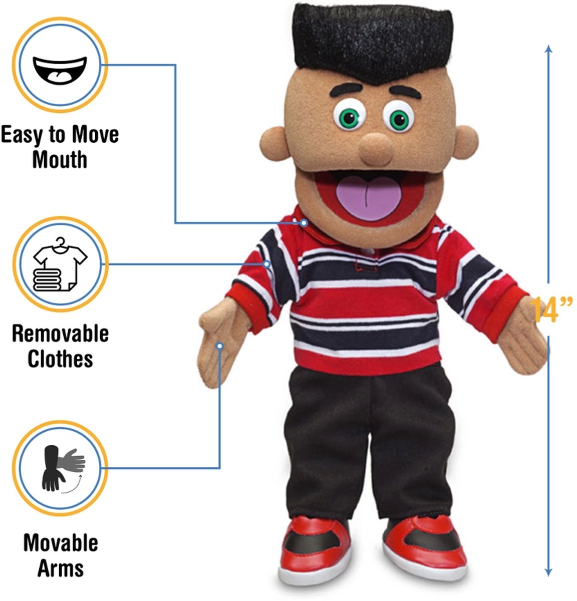 Sillypuppets - Handpop Jose 36 cm - Handpoppen - Poppenkastpoppen - Poppentheater