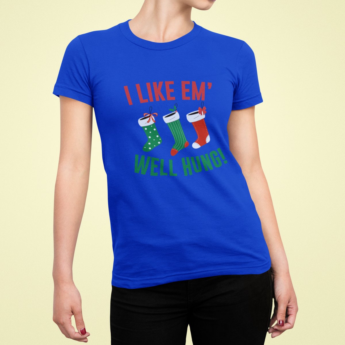 I Like Them Well Hung - T-shirt Vrouw - T-shirt Blauw - Grappig T-shirt - Maat XL - Cadeau Vrouwen - Limited Edition