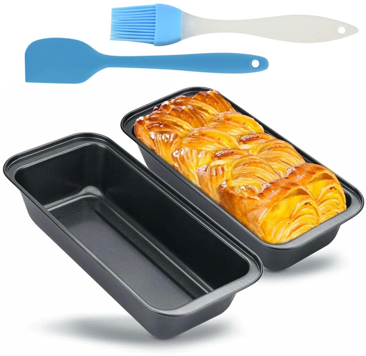 Unyqoos® Set van 2 Rechthoekige Broodbakvormen met Antiaanbaklaag en Accessoires