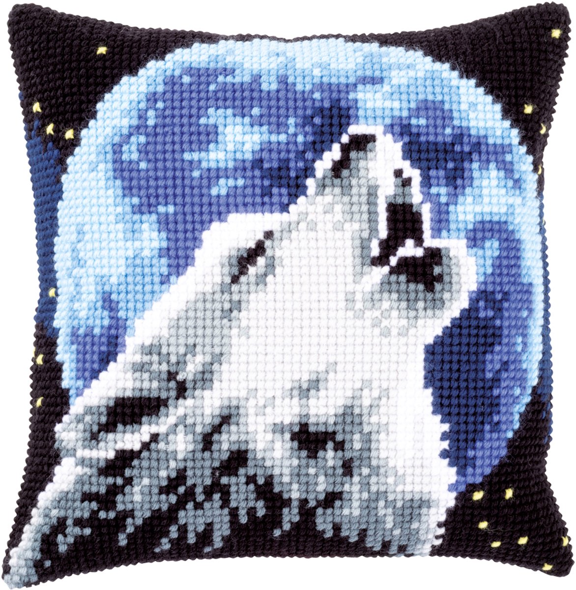 Vervaco - Kruissteekkussen kit - Huilende wolf - PN-0171818 - Borduren - Borduurpakket - Borduurpakket volwassenen - Borduurpakket kind