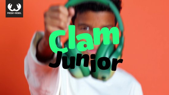 Fresh 'n Rebel Clam Junior - Koptelefoon kind - Kinder koptelefoon met Noise Cancelling - Draadloos (Bluetooth) & Bedraad – Inclusief Aux kabel (1m) - Lucky Lizard