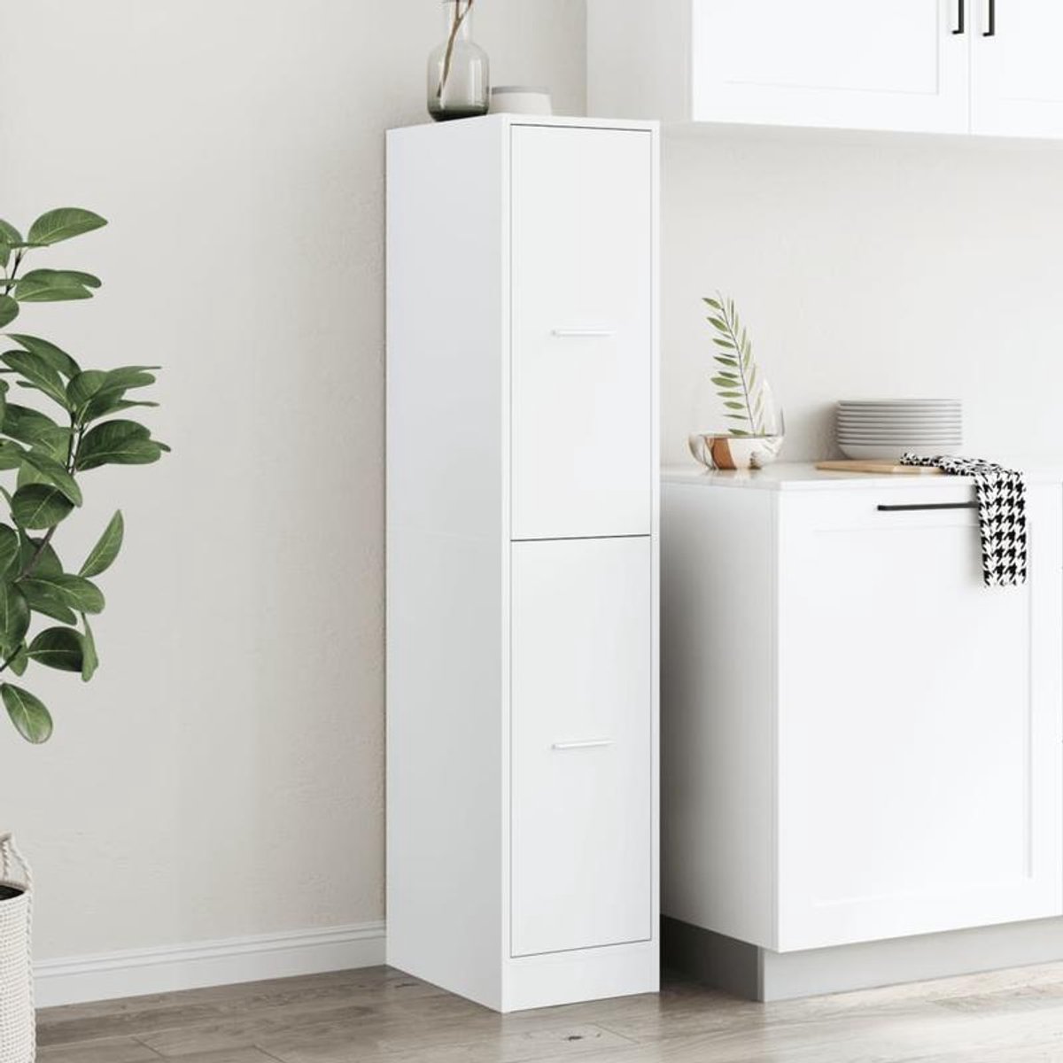 Apothekerskast – Medicijnkast – Badkamerkast – Ladeblok – Opbergkast – Wit – Compact Hoog 